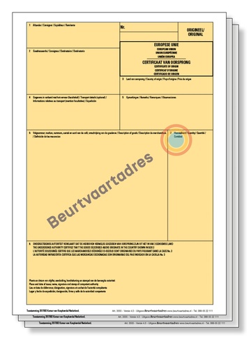 [3555] Certificaat van Oorsprong 3-voud laser (CVO)